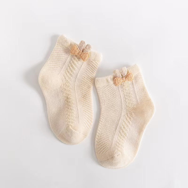 婴儿袜子夏季薄款透气网眼宝宝袜子短筒新生儿童袜卡通0-1岁1-3岁