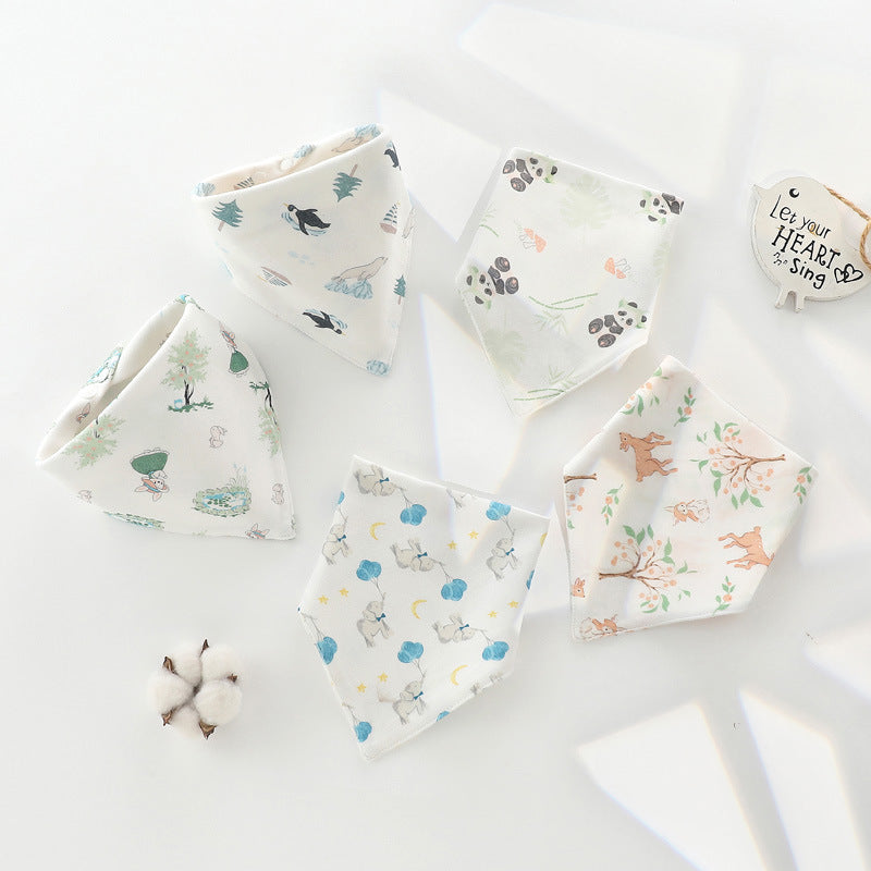 Baby washcloth, baby triangular scarf, pure cotton double-layer snap fastening waterproof newborn bib, child scarf, spring and autumn set