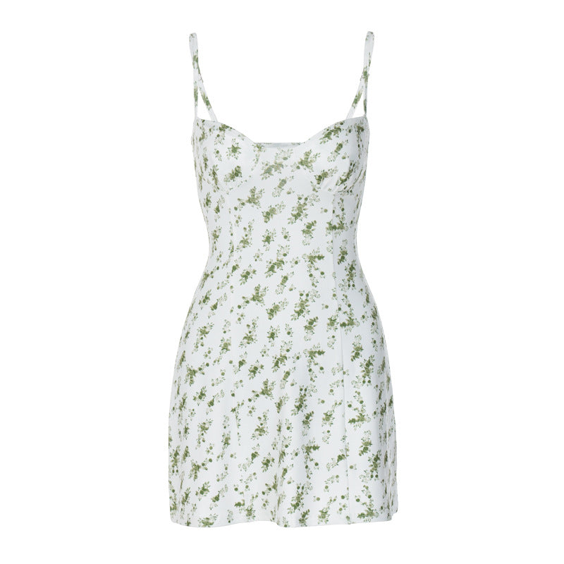 Summer floral short skirt halter dress women's clothing