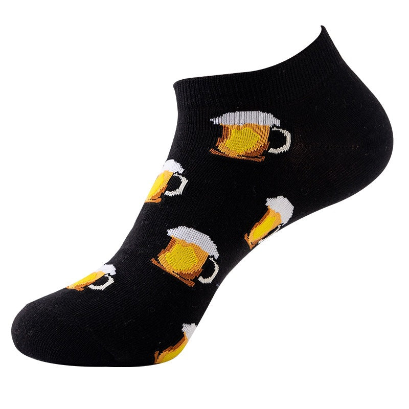 Boat sock man, summer and spring short socks for women, light-crowned short style stockings, oil painting avocado trend stockings, wholesale for sale