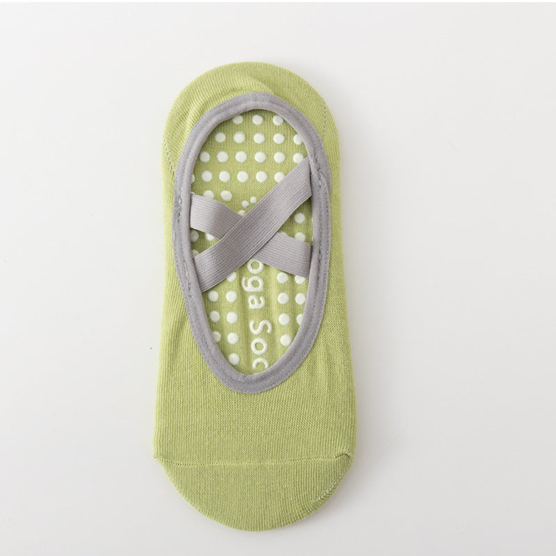 Professional yoga socks - silicone anti-slip socks for children. Summer indoor fitness sports socks with cross laces. Pilates socks.