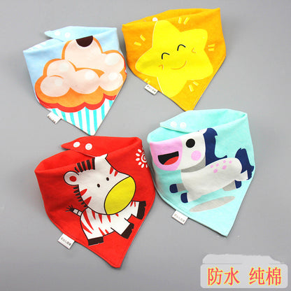 Baby washcloth, baby triangular scarf, pure cotton double-layer snap fastening waterproof newborn bib, child scarf, spring and autumn set