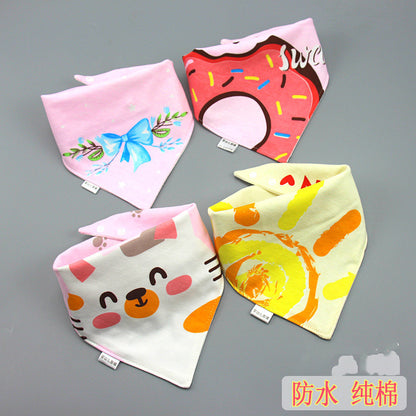 Baby washcloth, baby triangular scarf, pure cotton double-layer snap fastening waterproof newborn bib, child scarf, spring and autumn set