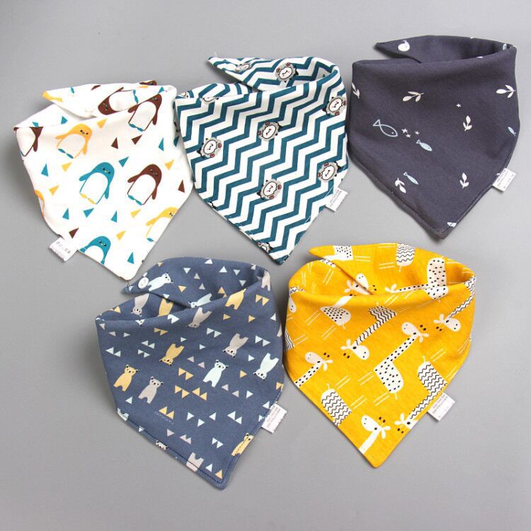 Baby washcloth, baby triangular scarf, pure cotton double-layer snap fastening waterproof newborn bib, child scarf, spring and autumn set