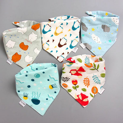 Baby washcloth, baby triangular scarf, pure cotton double-layer snap fastening waterproof newborn bib, child scarf, spring and autumn set