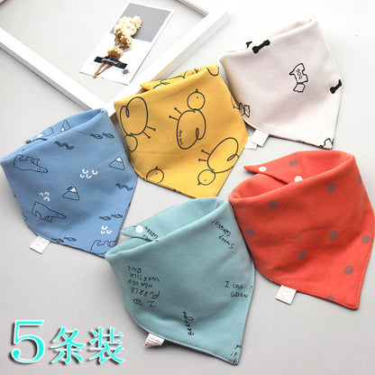 Baby washcloth, baby triangular scarf, pure cotton double-layer snap fastening waterproof newborn bib, child scarf, spring and autumn set