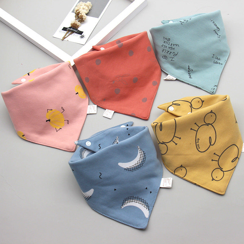 Baby washcloth, baby triangular scarf, pure cotton double-layer snap fastening waterproof newborn bib, child scarf, spring and autumn set