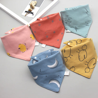 Baby washcloth, baby triangular scarf, pure cotton double-layer snap fastening waterproof newborn bib, child scarf, spring and autumn set