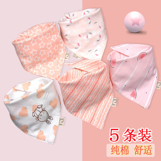 Baby washcloth, baby triangular scarf, pure cotton double-layer snap fastening waterproof newborn bib, child scarf, spring and autumn set