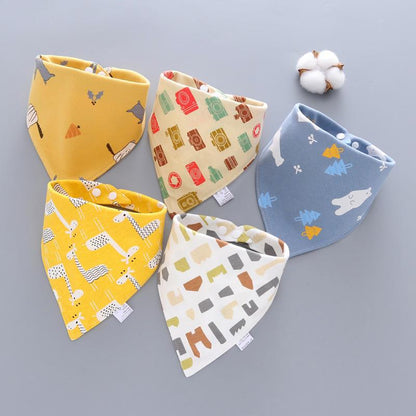 Baby washcloth, baby triangular scarf, pure cotton double-layer snap fastening waterproof newborn bib, child scarf, spring and autumn set