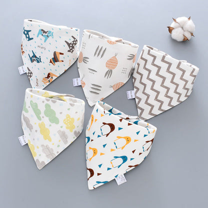 Baby washcloth, baby triangular scarf, pure cotton double-layer snap fastening waterproof newborn bib, child scarf, spring and autumn set