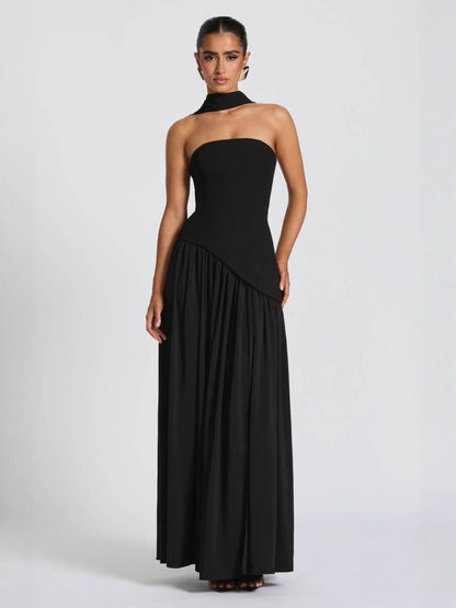 Sexy off-the-shoulder backless slit elegant high-end dress