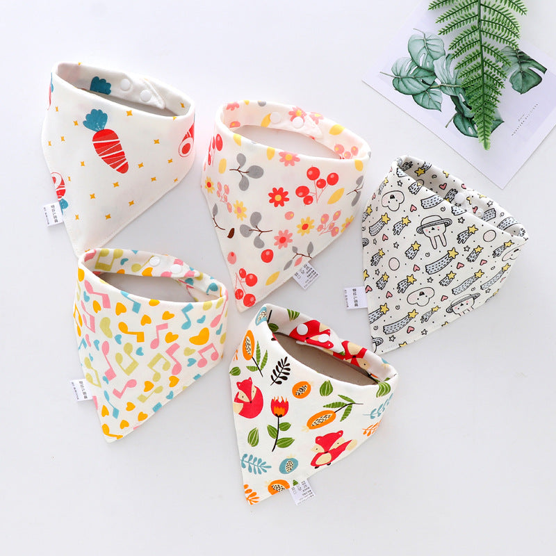 Baby washcloth, baby triangular scarf, pure cotton double-layer snap fastening waterproof newborn bib, child scarf, spring and autumn set