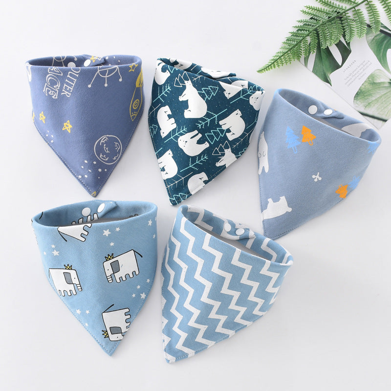 Baby washcloth, baby triangular scarf, pure cotton double-layer snap fastening waterproof newborn bib, child scarf, spring and autumn set