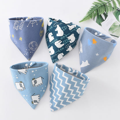 Baby washcloth, baby triangular scarf, pure cotton double-layer snap fastening waterproof newborn bib, child scarf, spring and autumn set