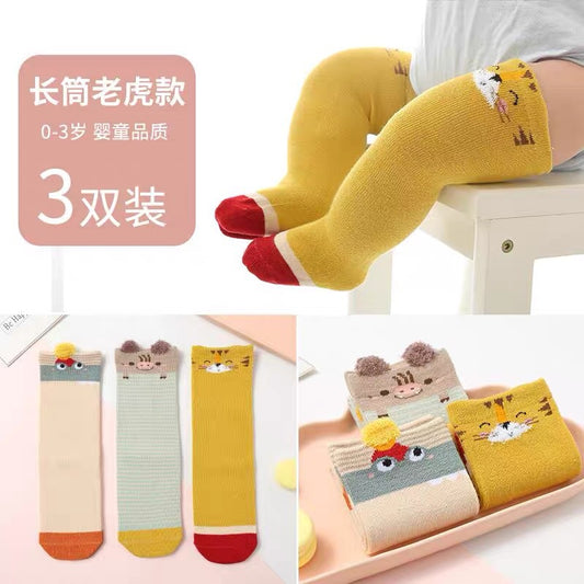 批发2024新款宝宝春夏精梳棉长筒过膝婴儿袜子男女高儿童纯色秋冬