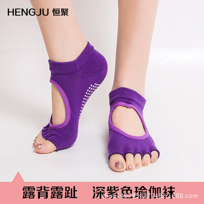 Yoga socks with glue-stitching, five-fingered socks for women, anti-slip, for Pilates and yoga, multi-functional split-toe fitness socks