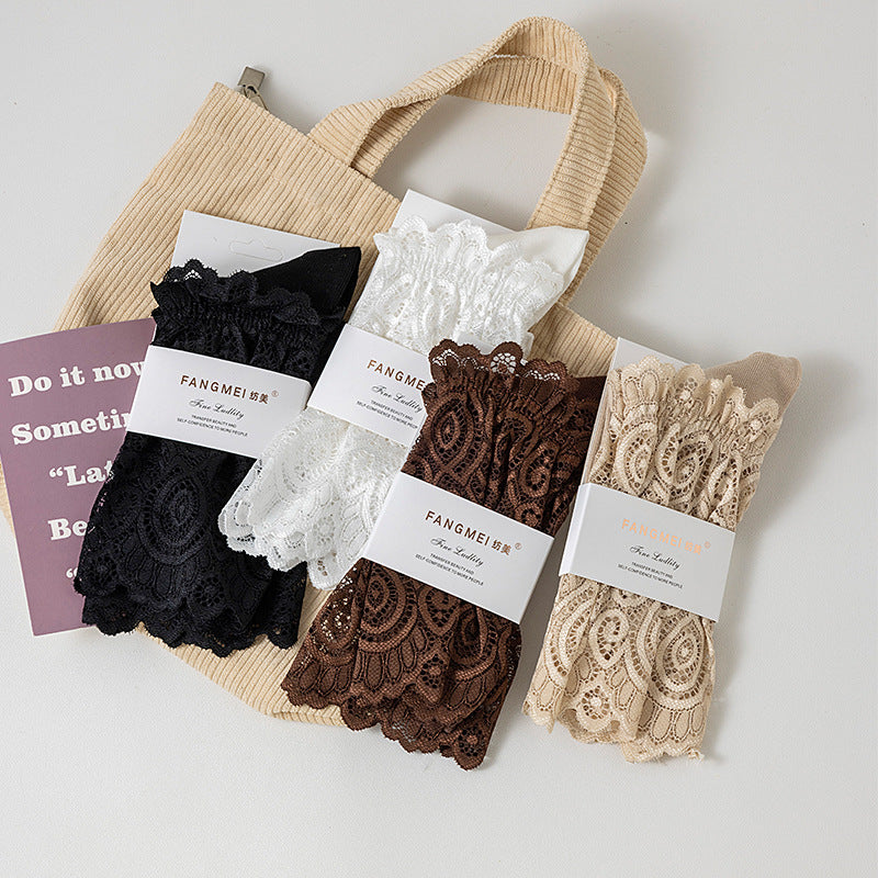 Sockchildren Autumn/Winter Lace Edging Layered Socks for Ladies Mid-Length Trendy Socks