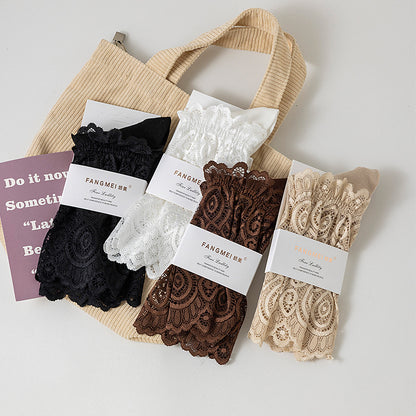 Sockchildren Autumn/Winter Lace Edging Layered Socks for Ladies Mid-Length Trendy Socks
