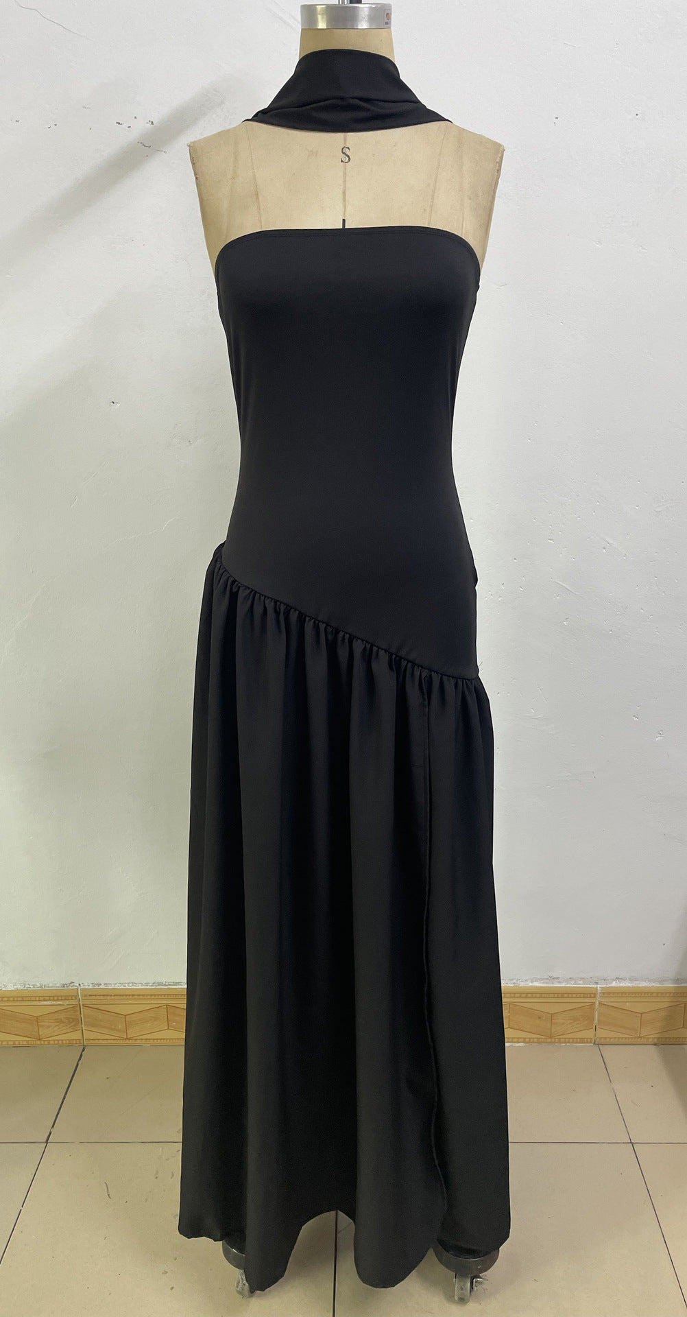 Sexy off-the-shoulder backless slit elegant high-end dress