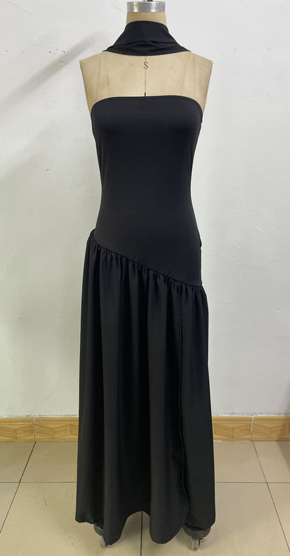 Sexy off-the-shoulder backless slit elegant high-end dress