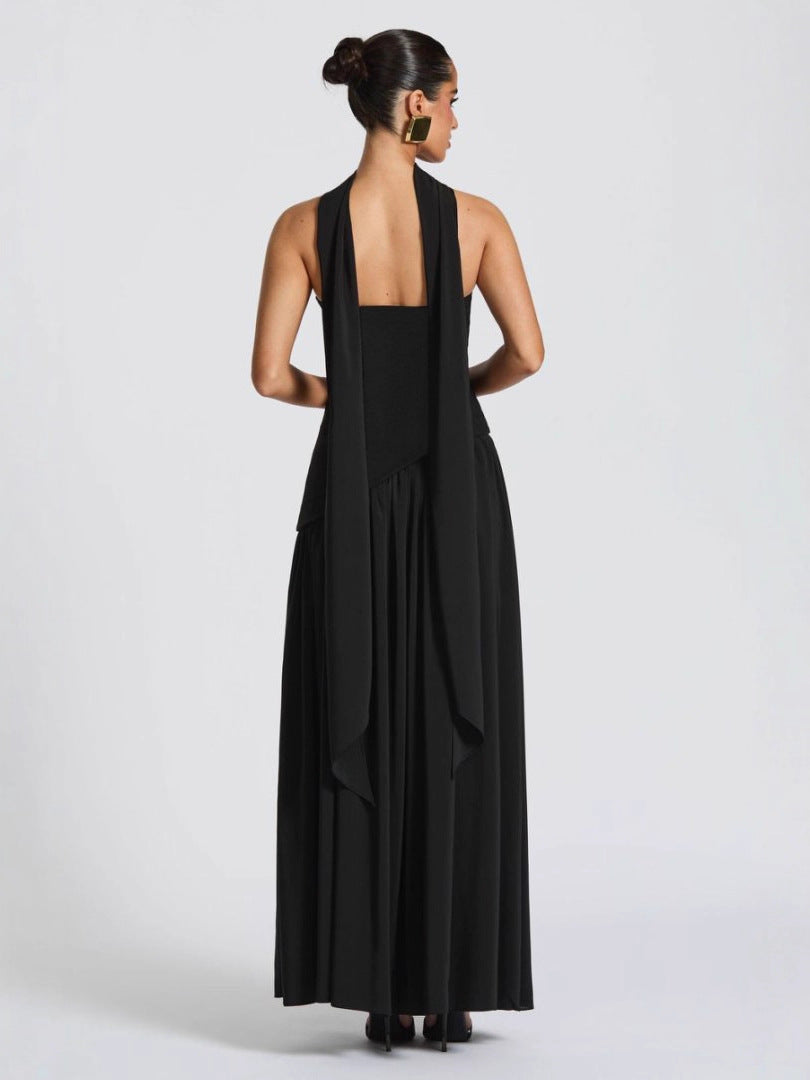 Sexy off-the-shoulder backless slit elegant high-end dress