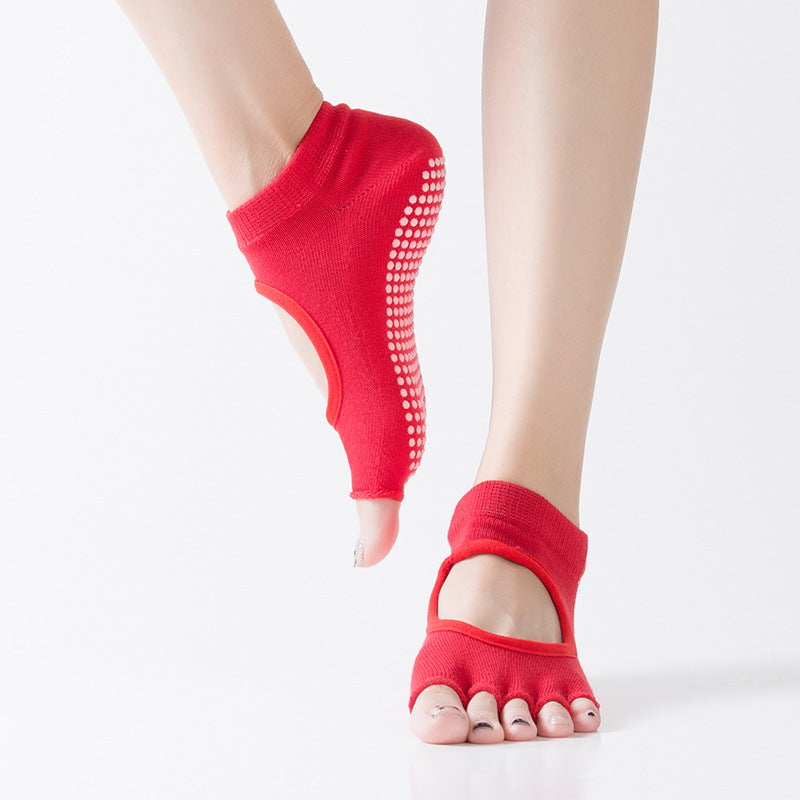 Yoga socks with glue-stitching, five-fingered socks for women, anti-slip, for Pilates and yoga, multi-functional split-toe fitness socks