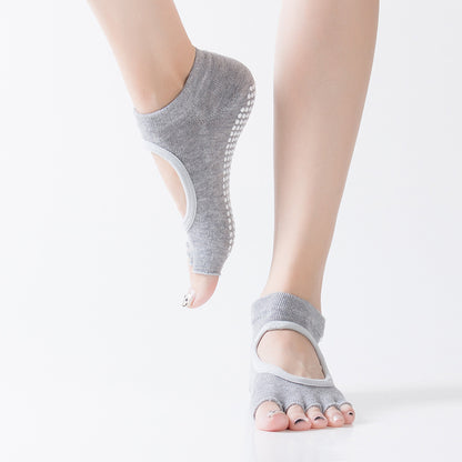 Yoga socks with glue-stitching, five-fingered socks for women, anti-slip, for Pilates and yoga, multi-functional split-toe fitness socks