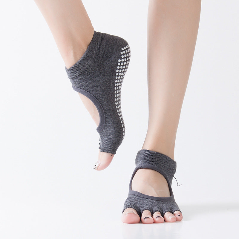 Yoga socks with glue-stitching, five-fingered socks for women, anti-slip, for Pilates and yoga, multi-functional split-toe fitness socks