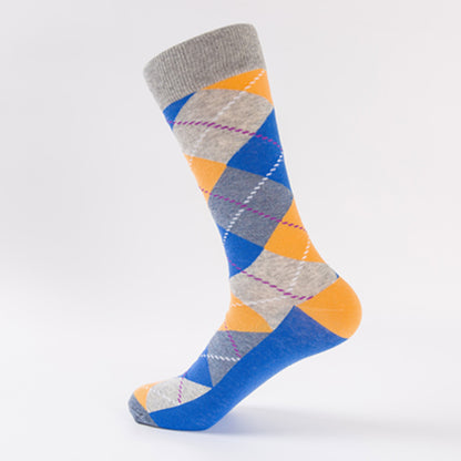 Autumn and winter new trendy fashion socks - Happy socks with check patterns, casual and romantic cotton socks, long tube socks