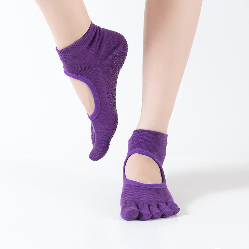 Yoga socks with glue-stitching, five-fingered socks for women, anti-slip, for Pilates and yoga, multi-functional split-toe fitness socks