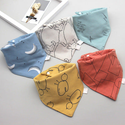 Baby washcloth, baby triangular scarf, pure cotton double-layer snap fastening waterproof newborn bib, child scarf, spring and autumn set