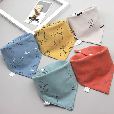 Baby washcloth, baby triangular scarf, pure cotton double-layer snap fastening waterproof newborn bib, child scarf, spring and autumn set