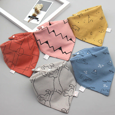 Baby washcloth, baby triangular scarf, pure cotton double-layer snap fastening waterproof newborn bib, child scarf, spring and autumn set