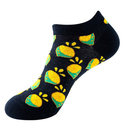 Boat sock man, summer and spring short socks for women, light-crowned short style stockings, oil painting avocado trend stockings, wholesale for sale