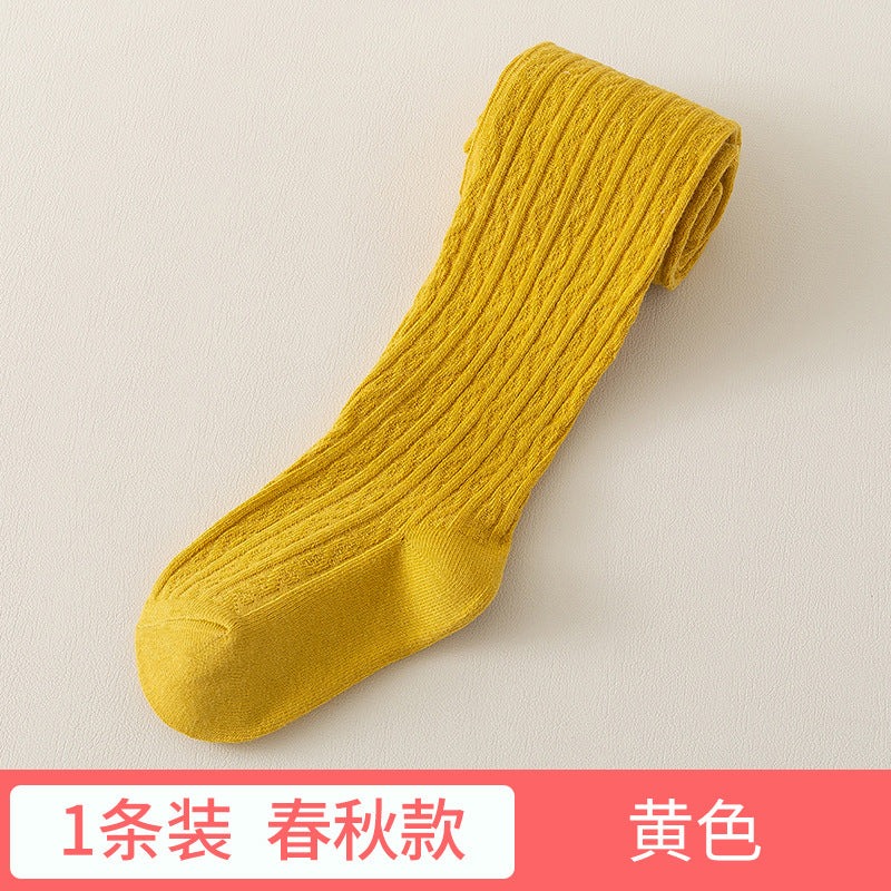 2026春夏新款 女童打底裤袜 韩版纯色麻花纹儿童袜子婴幼儿连裤袜