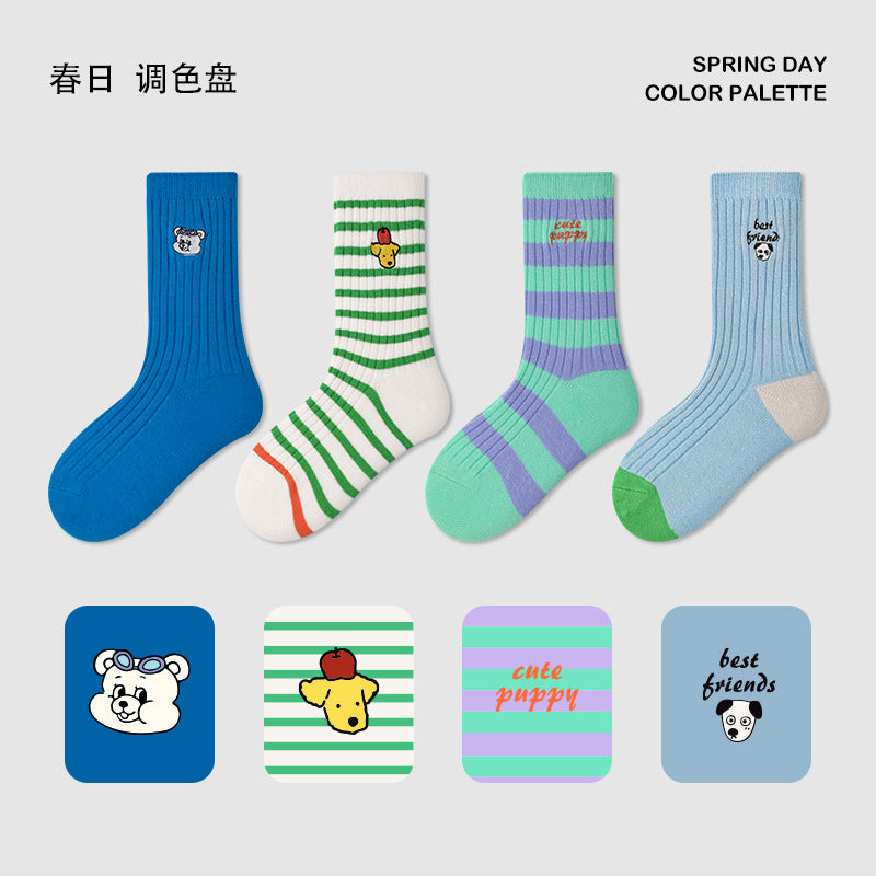 ZYZ潮款男童袜子扎染字母无骨儿童中筒袜运动高橡筋儿童袜子批发