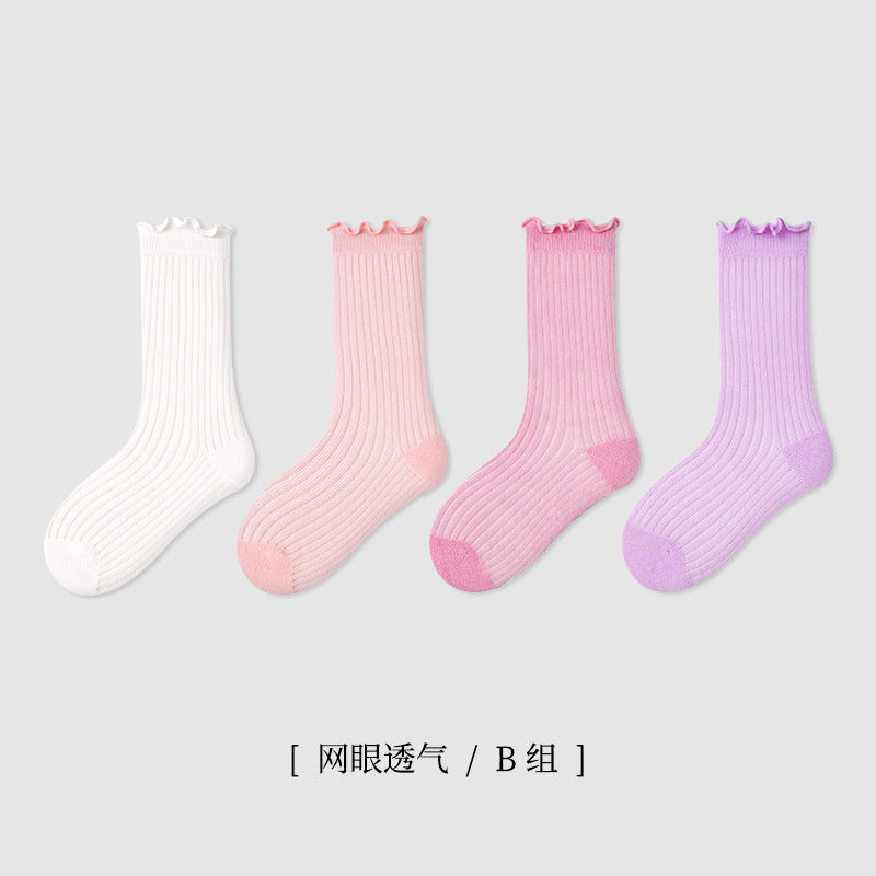 ZYZ儿童袜子批发春夏薄款网眼儿童中筒袜卡通条纹休闲男童袜子