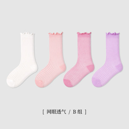 ZYZ儿童袜子批发春夏薄款网眼儿童中筒袜卡通条纹休闲男童袜子