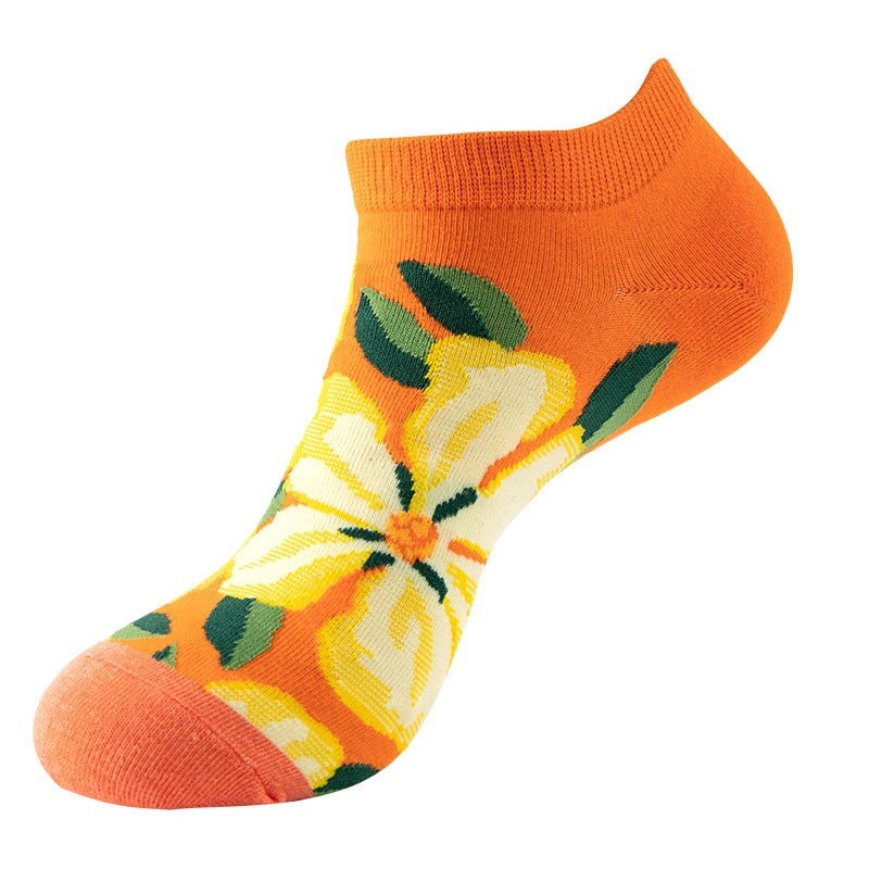 Boat sock man, summer and spring short socks for women, light-crowned short style stockings, oil painting avocado trend stockings, wholesale for sale