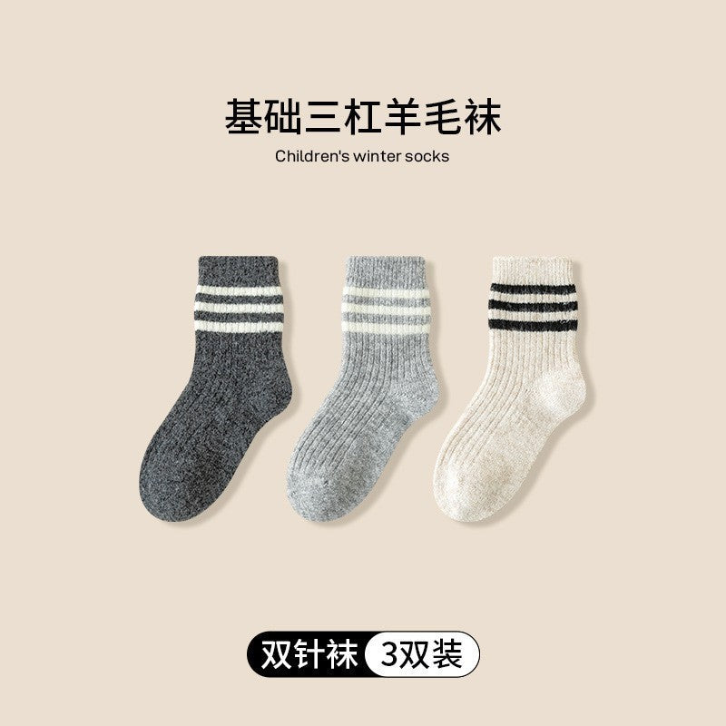 秋冬新品儿童羊毛袜子女童日系卡通个性刺绣潮中筒袜冬季蓄热保暖
