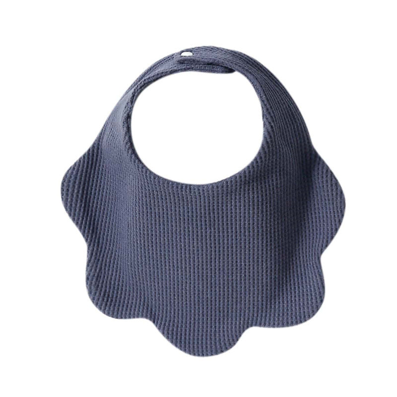 Pure cotton waffle-style water towel baby flower-shaped bib for summer 360-degree rotation newborn cover-up cute solid color