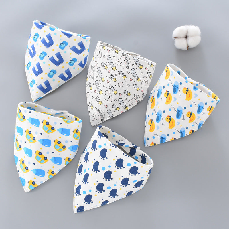 Baby washcloth, baby triangular scarf, pure cotton double-layer snap fastening waterproof newborn bib, child scarf, spring and autumn set