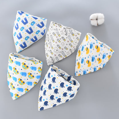 Baby washcloth, baby triangular scarf, pure cotton double-layer snap fastening waterproof newborn bib, child scarf, spring and autumn set