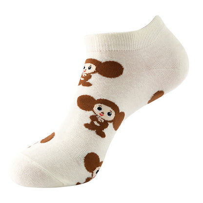 Boat sock man, summer and spring short socks for women, light-crowned short style stockings, oil painting avocado trend stockings, wholesale for sale