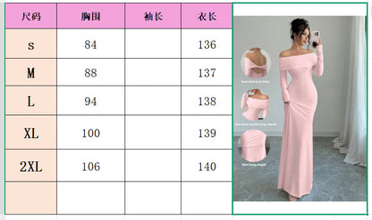 Fashionable autumn elegant style women's tight-fitting one-shoulder step skirt dress