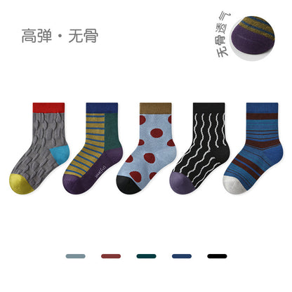 儿童袜子批发2025秋冬新款拼色小狗短袜棉男童袜子百搭防臭运动袜
