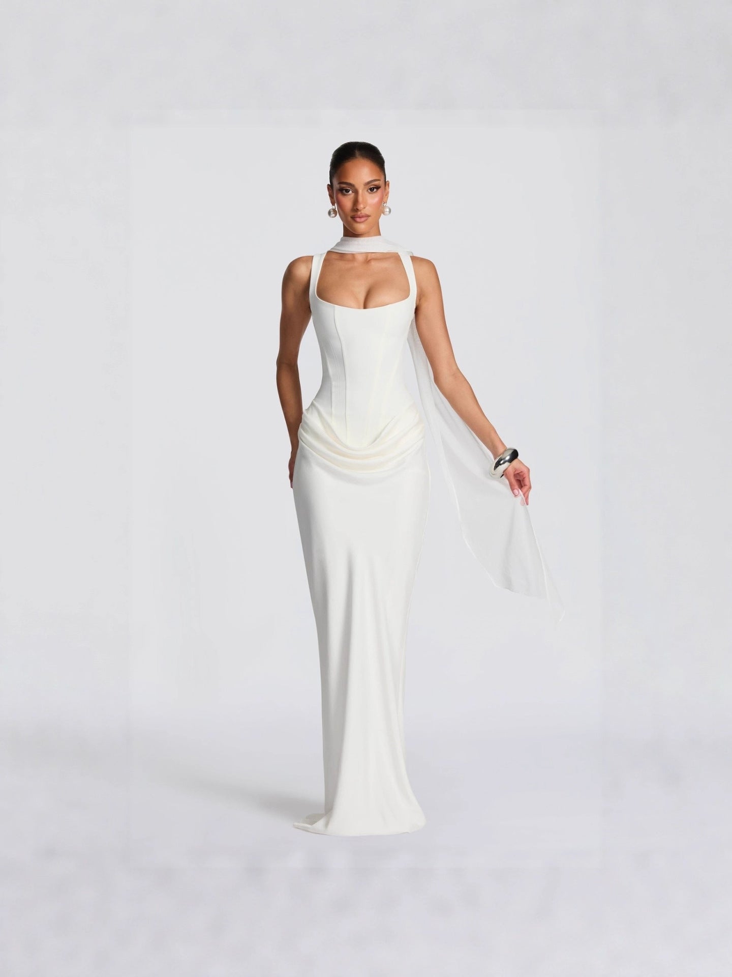 New women's clothing for spring 2026 - fitted fishbone braided halter dress with solid color and cinched waist design