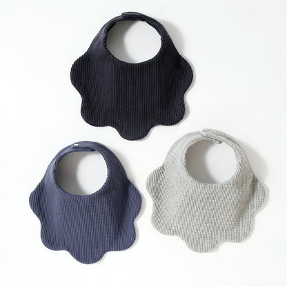 Pure cotton waffle-style water towel baby flower-shaped bib for summer 360-degree rotation newborn cover-up cute solid color