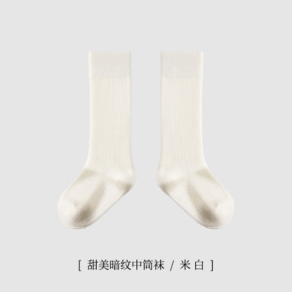 ZYZ儿童袜子批发春季薄款细纹网眼儿童中筒棉袜学院风纯色学生袜